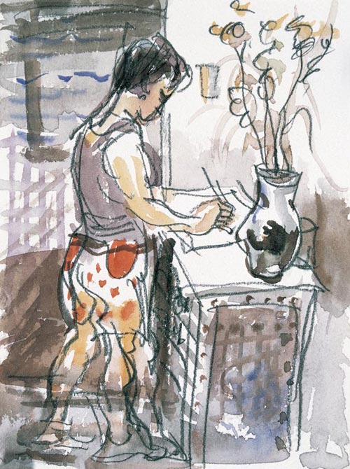 龚老师在巴黎工作室作画