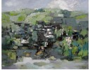 徽州忆梦-静静的山村(油画)