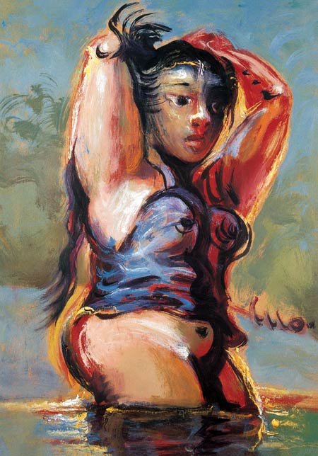 过河少女