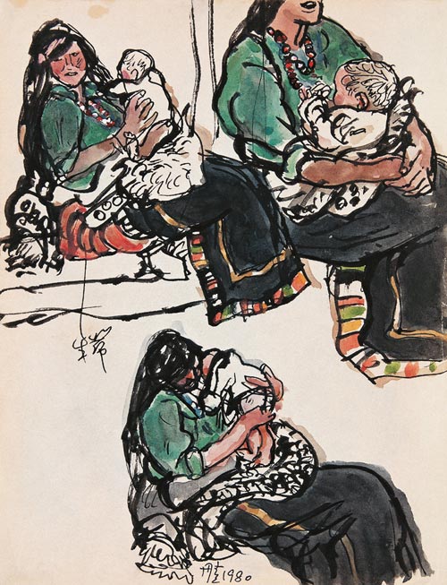 《藏人写生》 1980年作